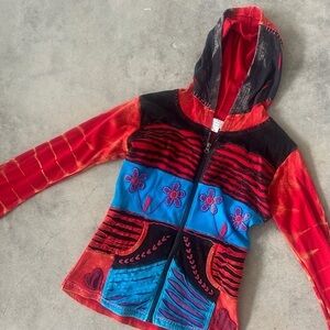 NWT The Collection Royal Colorful Hooded Jacket with Floral Design size Small Re